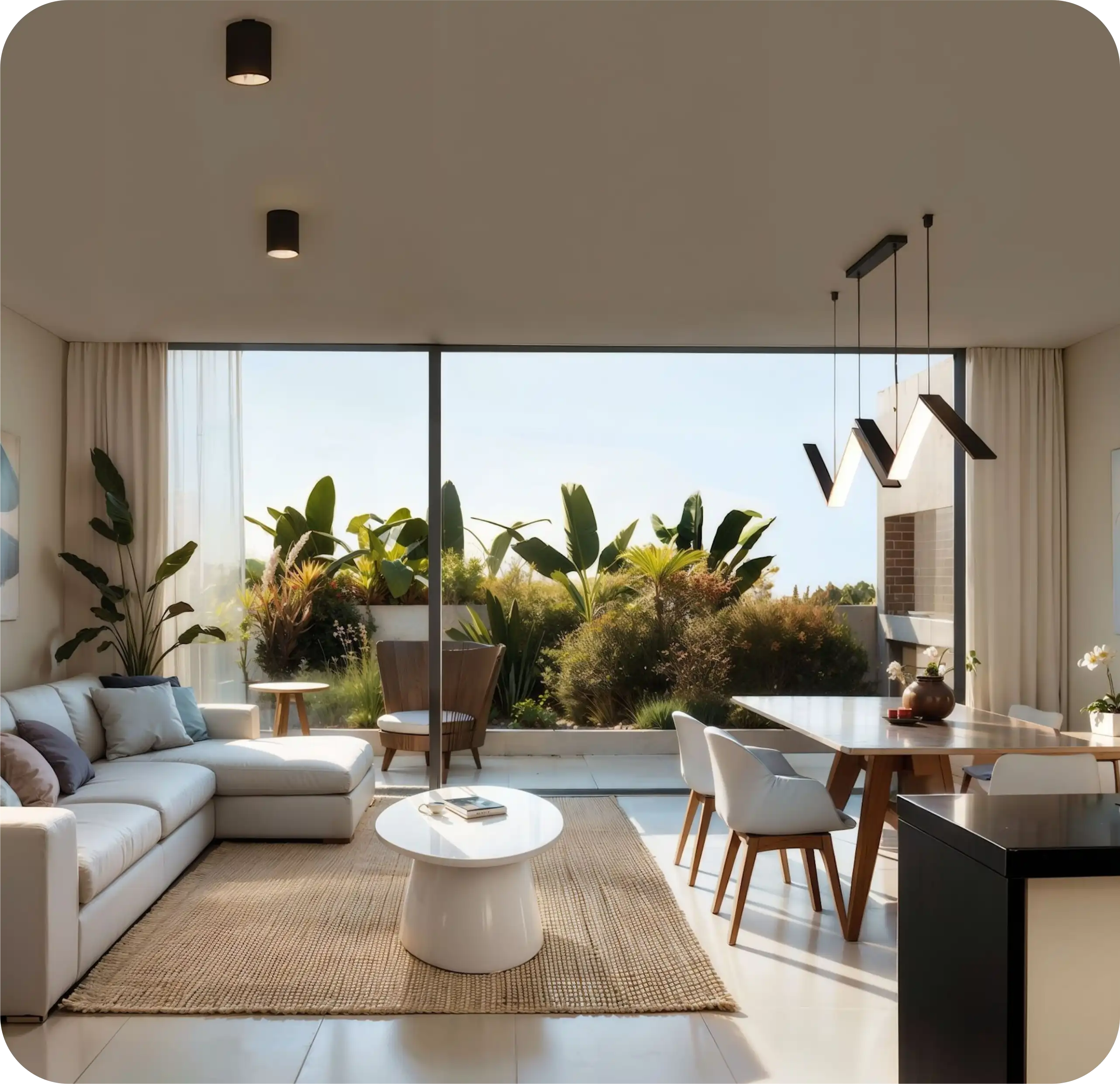 Interior living room with balcony